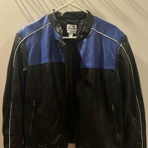 Women’s Future Collective Black and Blue Faux Leather Jacket